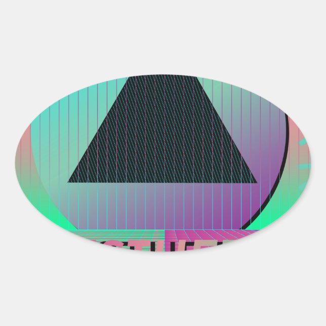 vaporwave aesthetic oval sticker (Front)
