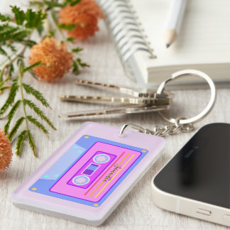 Vaporwave Aesthetic Retro Pink 90s Audio Cassette Key Ring