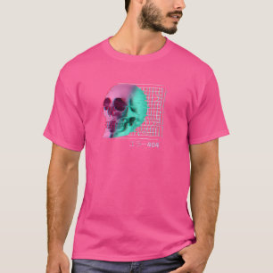 Vaporwave Aesthetic Skull 80's Retro Glitch Effect T-Shirt