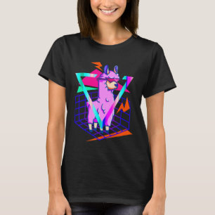 Vaporwave Aesthetic Synthwave 80s 90s Llama Art T-Shirt