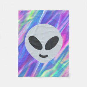 vaporwave alien emoji fleece blanket