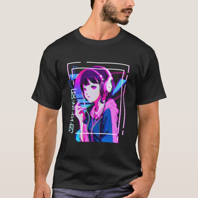Vaporwave Anime Girl Japanese Indie Alt Aesthetic  T-Shirt (Front)