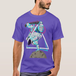 Vaporwave Art Skateboarder Moon Landing Synthwave  T-Shirt