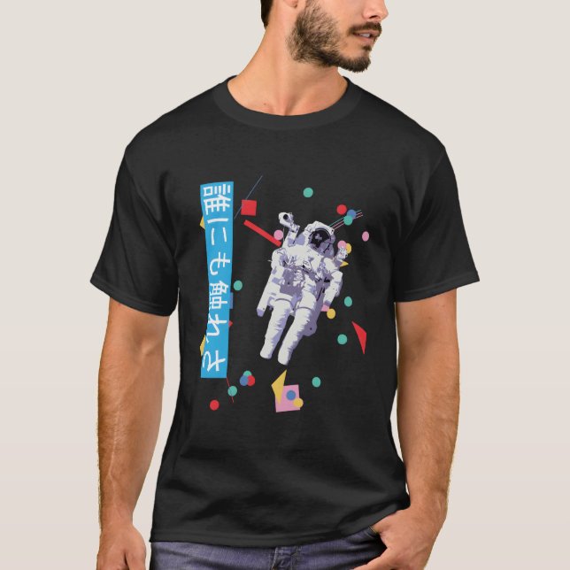Vaporwave Astronaut Kanji Street Wear T-Shirt (Front)