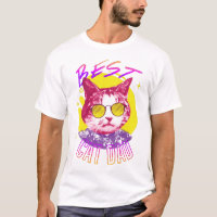 Vaporwave Best Cat Dad Kitty Aesthetic Retro T-Shi