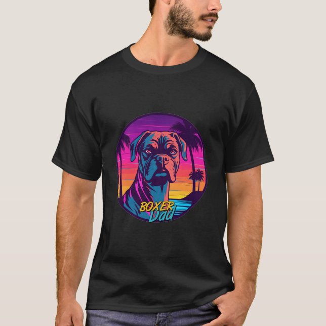 Vaporwave Boxer Dad Futuristic Boxer T-Shirt (Front)