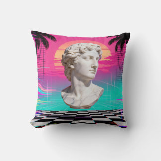 Vaporwave Bust Pillow: Retro-Futuristic Home Decor Cushion