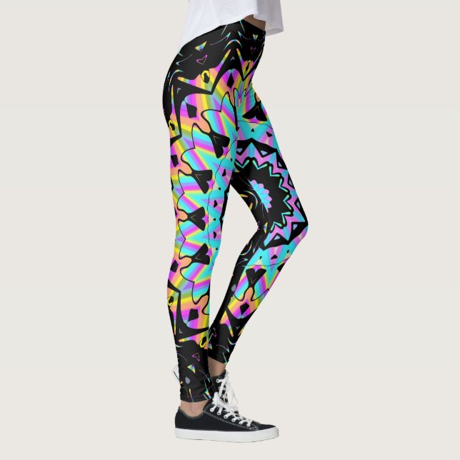 Vaporwave candy coloured mandala leggings (Right)