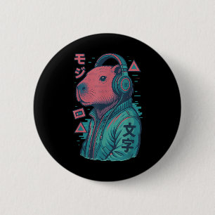 Vaporwave Capybara Japanese Art Anime Manga Ukiyo- 6 Cm Round Badge