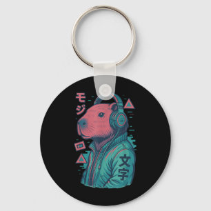 Vaporwave Capybara Japanese Art Anime Manga Ukiyo- Key Ring