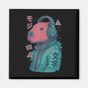 Vaporwave Capybara Japanese Art Anime Manga Ukiyo- Magnet