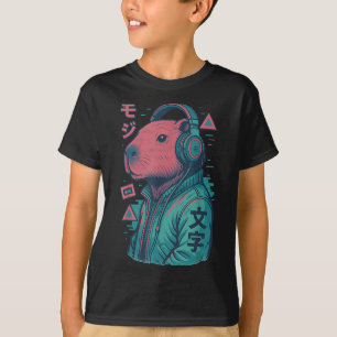 Vaporwave Capybara Japanese Art Anime Manga Ukiyo- T-Shirt