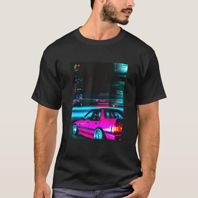Vaporwave Car Synthwave City Vaporwave Aesthetic T-Shirt (Front)