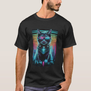 Vaporwave cat aesthetic synthwave cat cyberpunk ca T-Shirt