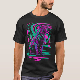 Vaporwave cat aesthetic synthwave cyberpunk black T-Shirt