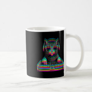 Vaporwave Cat Dj Techno Rave Edm Music Concert Par Coffee Mug