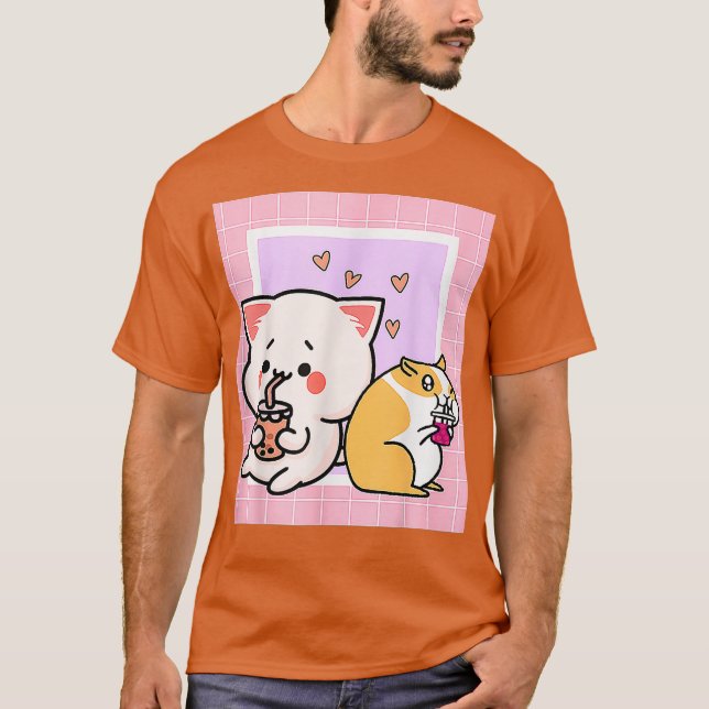 Vaporwave Cat hamster 90s T-Shirt (Front)