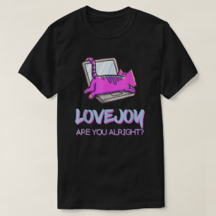 Vaporwave Cat on Laptop Design T-Shirt