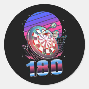 Vaporwave Dart Throwing Dartboard 180 Darts Classic Round Sticker