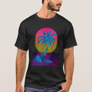 Vaporwave Digital Art Palm Tree & Sunset Retro 80s T-Shirt