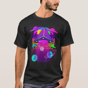 Vaporwave Egyptian Pyramid Ufo Saucer Aliens Plane T-Shirt