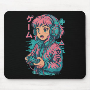 Vaporwave Gamer Girl Japanese Art Anime Manga Grap Mouse Mat