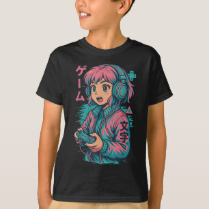 Vaporwave Gamer Girl Japanese Art Anime Manga Grap T-Shirt