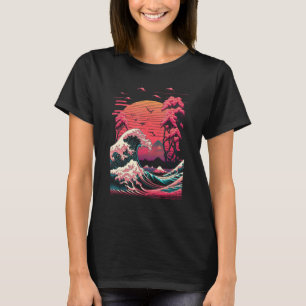 Vaporwave Glitch Aesthetic Great Wave off Kanagawa T-Shirt