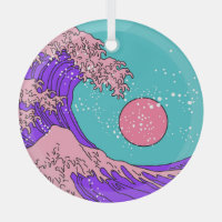 Vaporwave Great Wave: Stylised Ocean Art