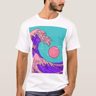 Vaporwave Great Wave: Stylised Ocean Art T-Shirt