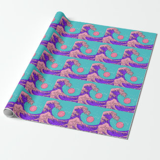Vaporwave Great Wave: Stylised Ocean Art Wrapping Paper