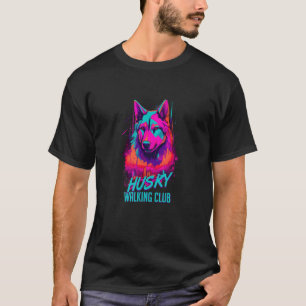 Vaporwave Husky Walking Club Retro 80s Inspired Do T-Shirt