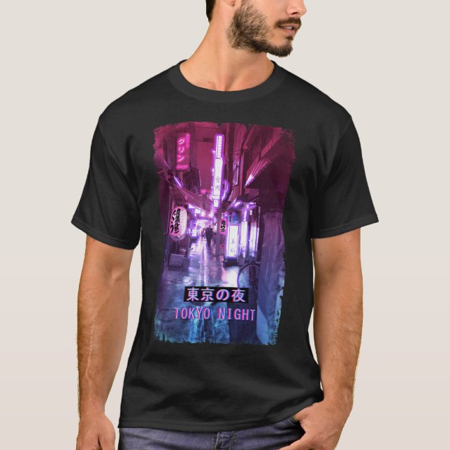 Vaporwave Japan Street Fashion Glitch Tokyo Night T-Shirt (Front)