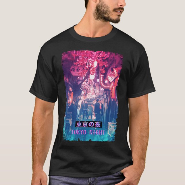 Vaporwave Japan Street Fashion Glitch Tokyo Night T-Shirt (Front)