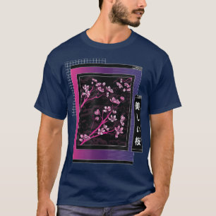 Vaporwave Japanese Cherry Sakura Tree Blossom Aest T-Shirt