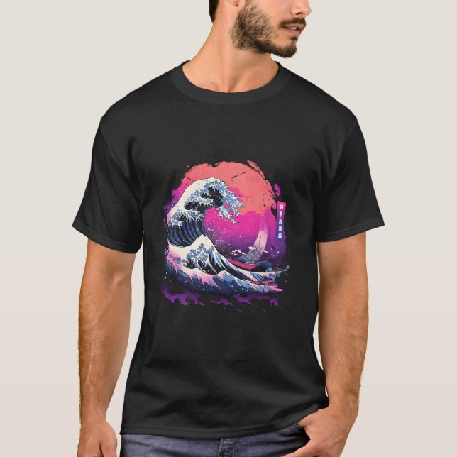 Vaporwave Japanese Kanagawa Wave Big Wave Novelty T-Shirt (Front)