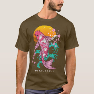 Vaporwave Japanese Koi Sakura Cherry Blossom Nishi T-Shirt