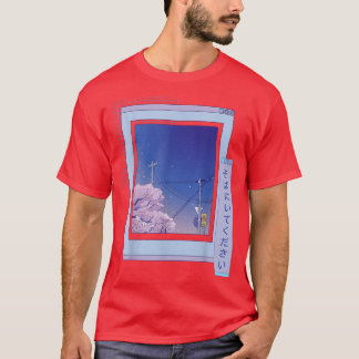 Vaporwave Japanese Night City Cherry Blossom Brows T-Shirt