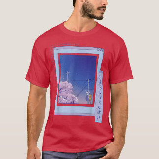 Vaporwave Japanese Night City Cherry Blossom Brows T-Shirt
