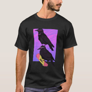 Vaporwave Japanese Raven Black Crow Skater T-Shirt