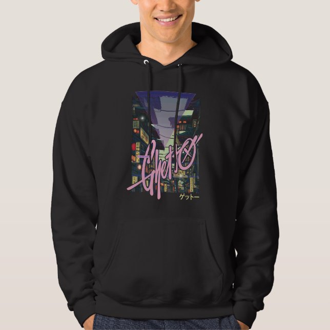 Vaporwave Japanese Underground Ghetto Cyberpunks Hoodie (Front)