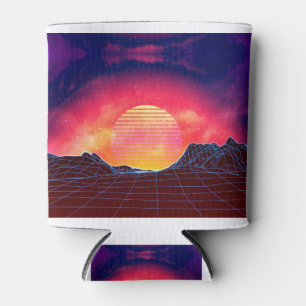 Vaporwave landscape with rocks can cooler