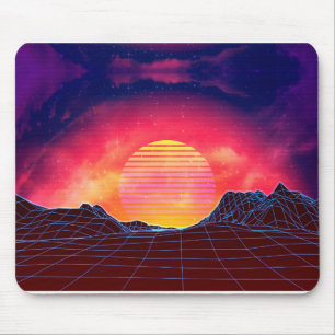 Vaporwave landscape with rocks mouse mat