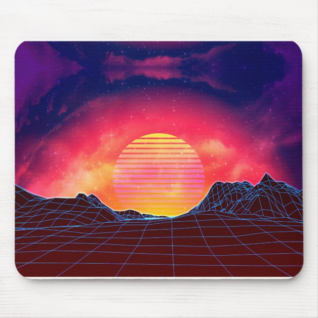 Vaporwave landscape with rocks mouse mat (Front)