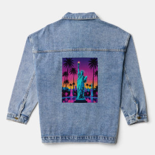 Vaporwave Liberty Palm City Retro T Shirt Denim Jacket