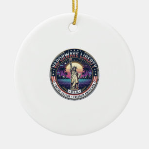 Vaporwave Liberty Patriotic Patriotic Vaporwave Re Ceramic Tree Decoration