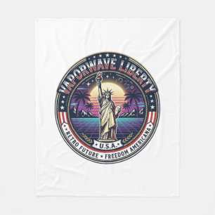Vaporwave Liberty Patriotic Patriotic Vaporwave Re Fleece Blanket