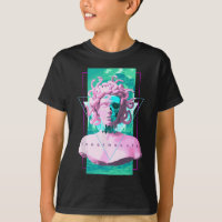 Vaporwave Medusa Statue with Skull Aesthetic Art R