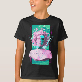Vaporwave Medusa Statue with Skull Aesthetic Art R T-Shirt