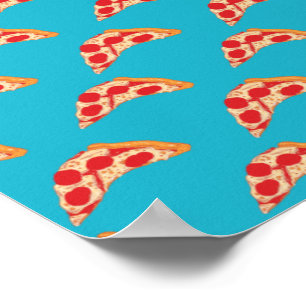 Vaporwave Pepperoni Cheese Pizza Slice Fast Food Poster
